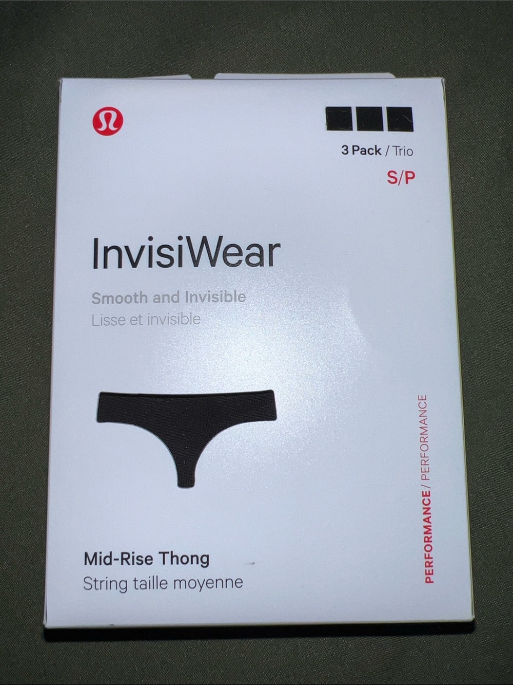 lululemon athletica InvisiWear Mid-Rise Thong - Black (3 Pack)
